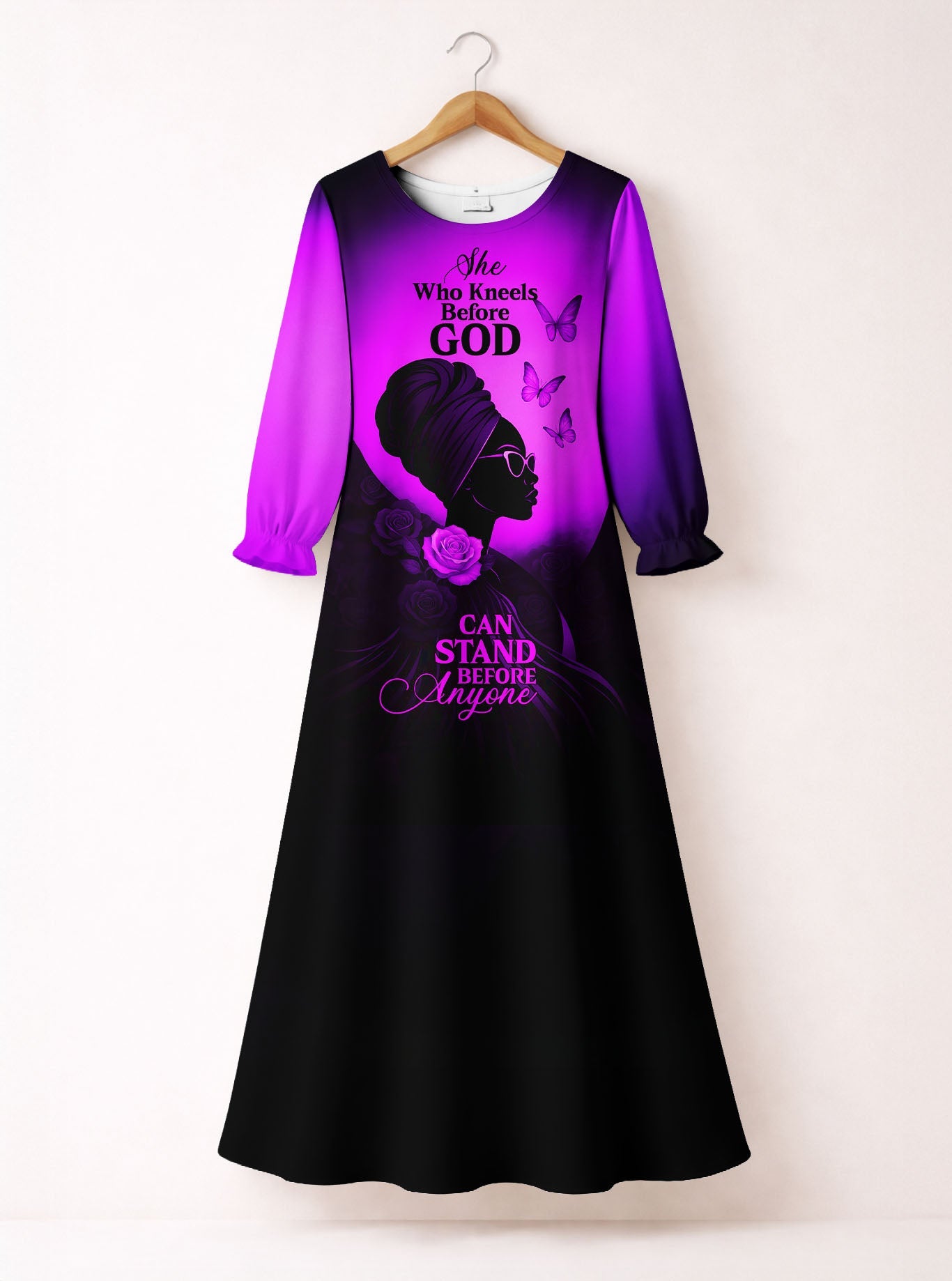 'Selah' Purple Long Sleeve Maxi Dress