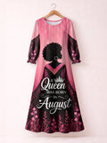 'August Queen Pink' Long Sleeve Maxi Dress