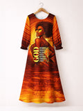 Designed Long Sleeve Maxi Dress
