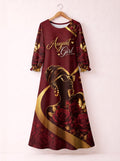 'August Girl Roses' Long Sleeve Maxi Dress