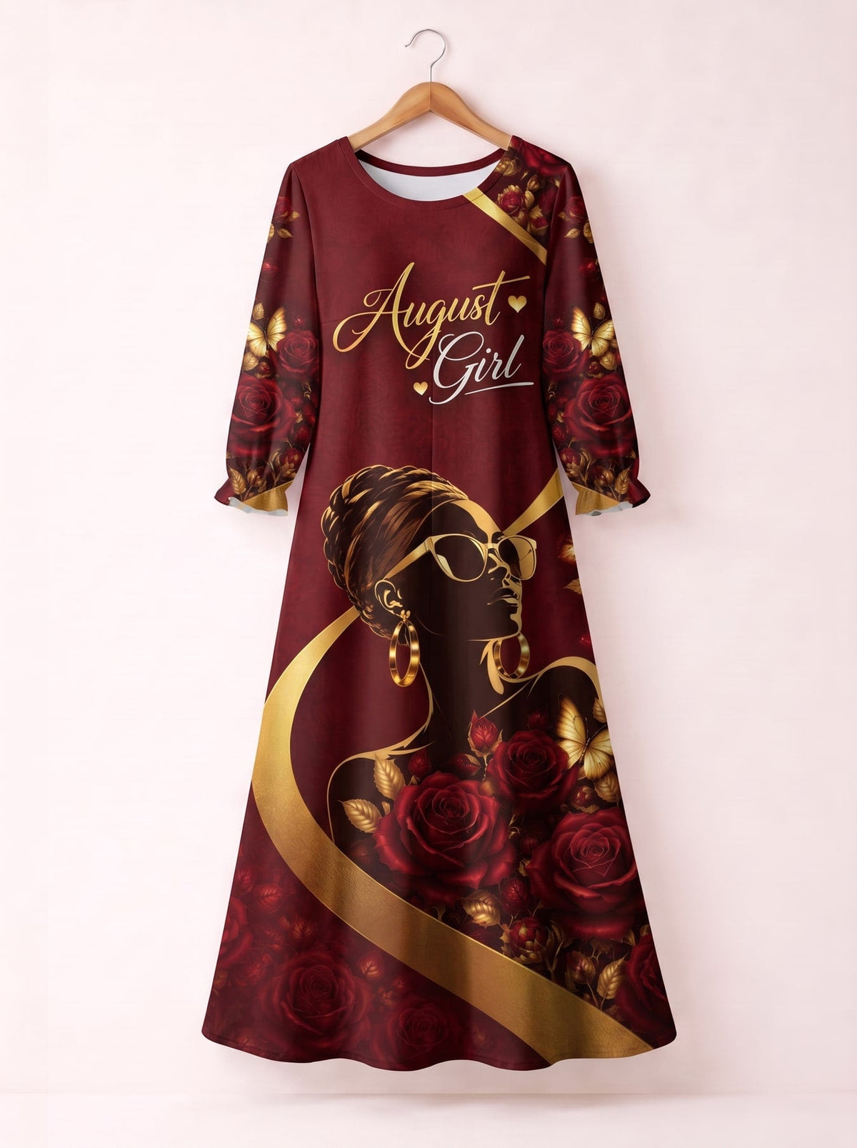 'August Girl Roses' Long Sleeve Maxi Dress