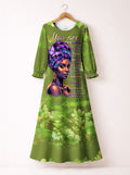 Green Orchid Long Sleeve Maxi Dress