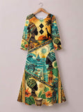 'Safari' Long Sleeve Maxi Dress