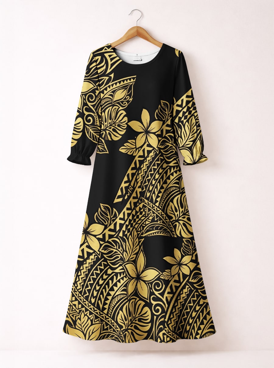 'Pualani' Long Sleeve Maxi Dress