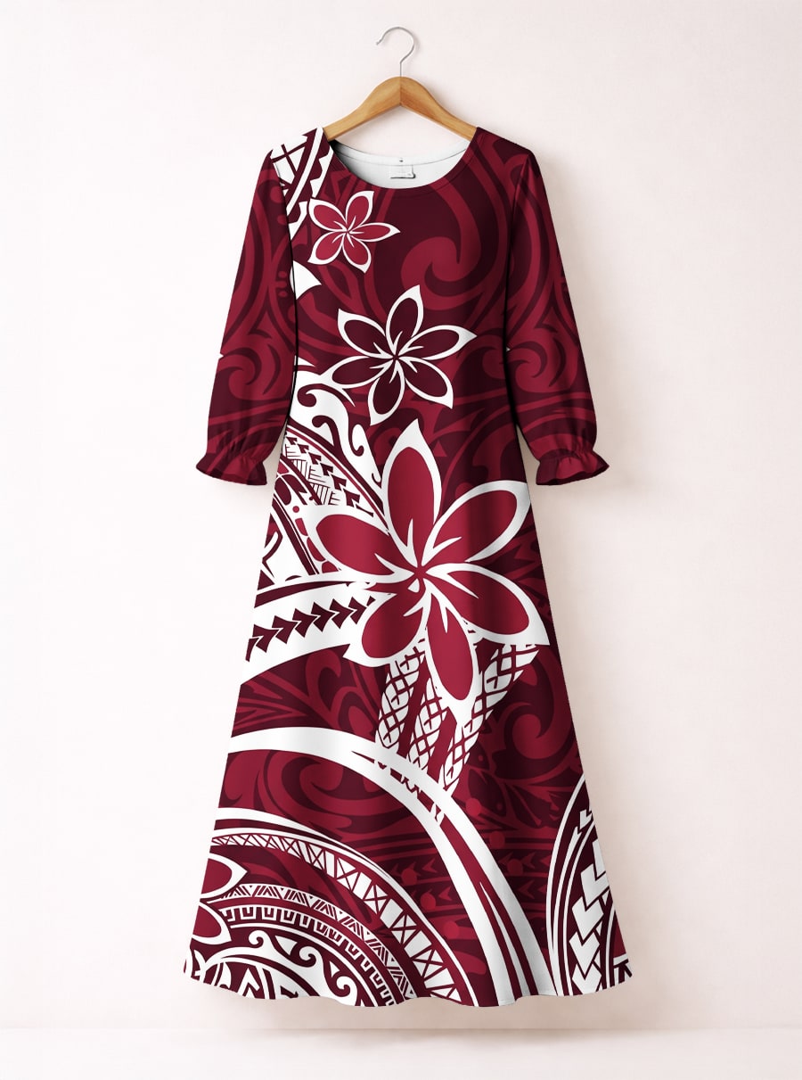 'Lehua' Long Sleeve Maxi Dress