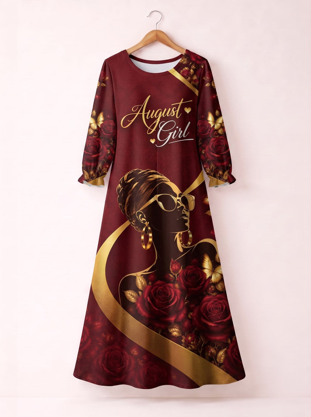 'August Girl Roses' Long Sleeve Maxi Dress
