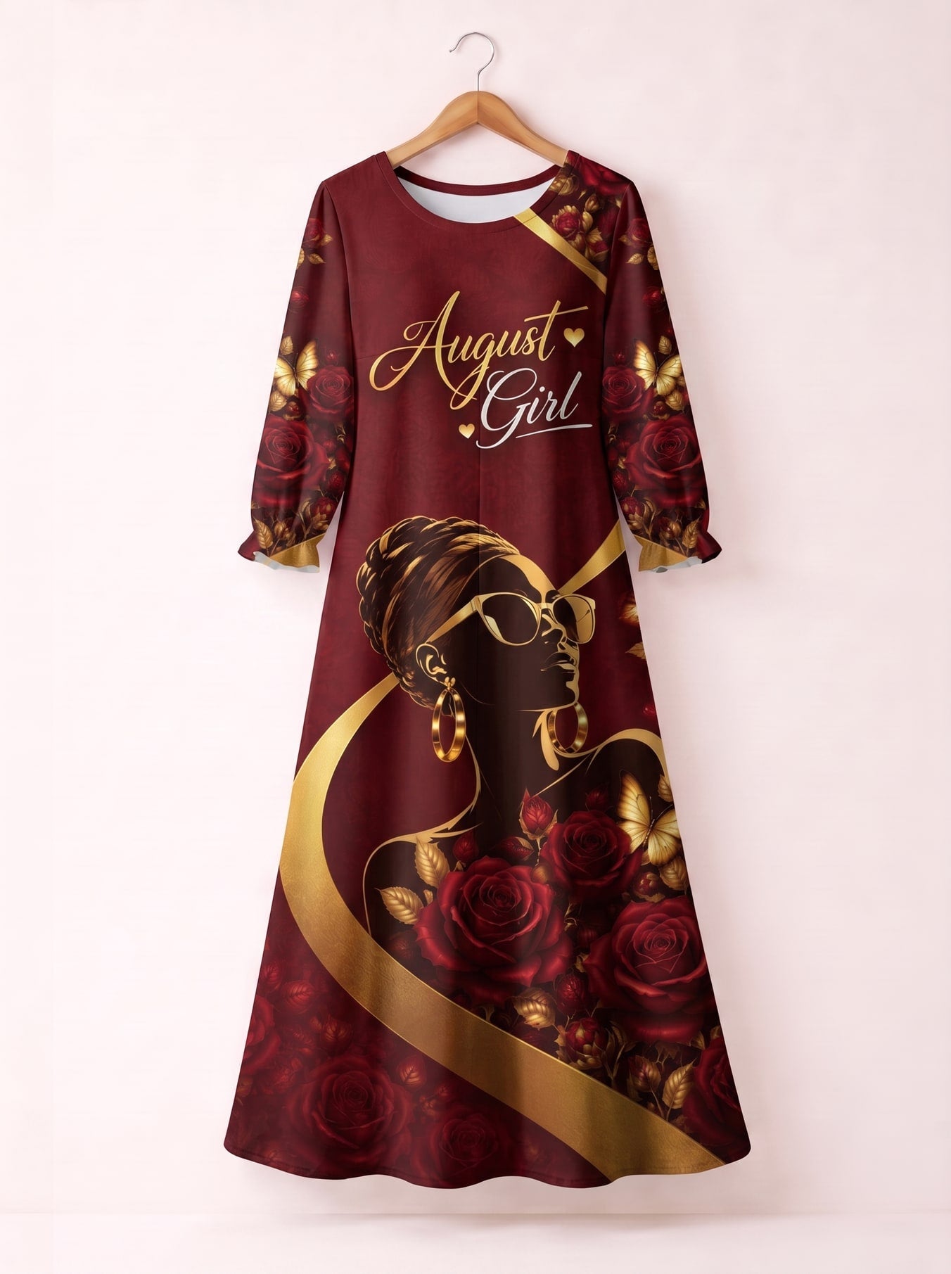 'August Girl Roses' Long Sleeve Maxi Dress