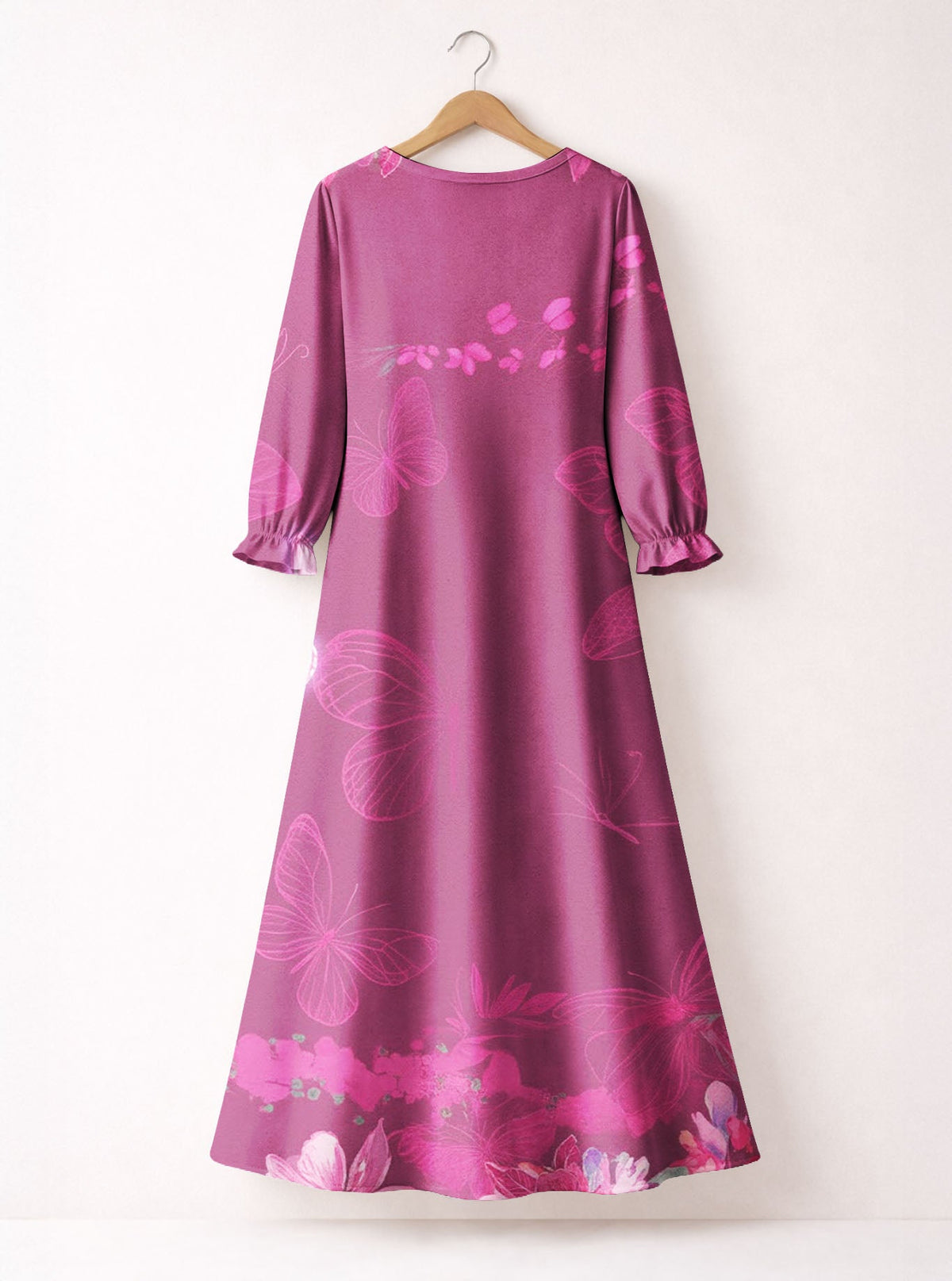 'Imani' Wild Rose Long Sleeve Maxi Dress