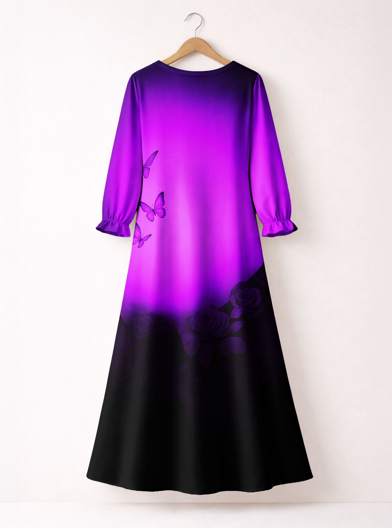 'Selah' Purple Long Sleeve Maxi Dress