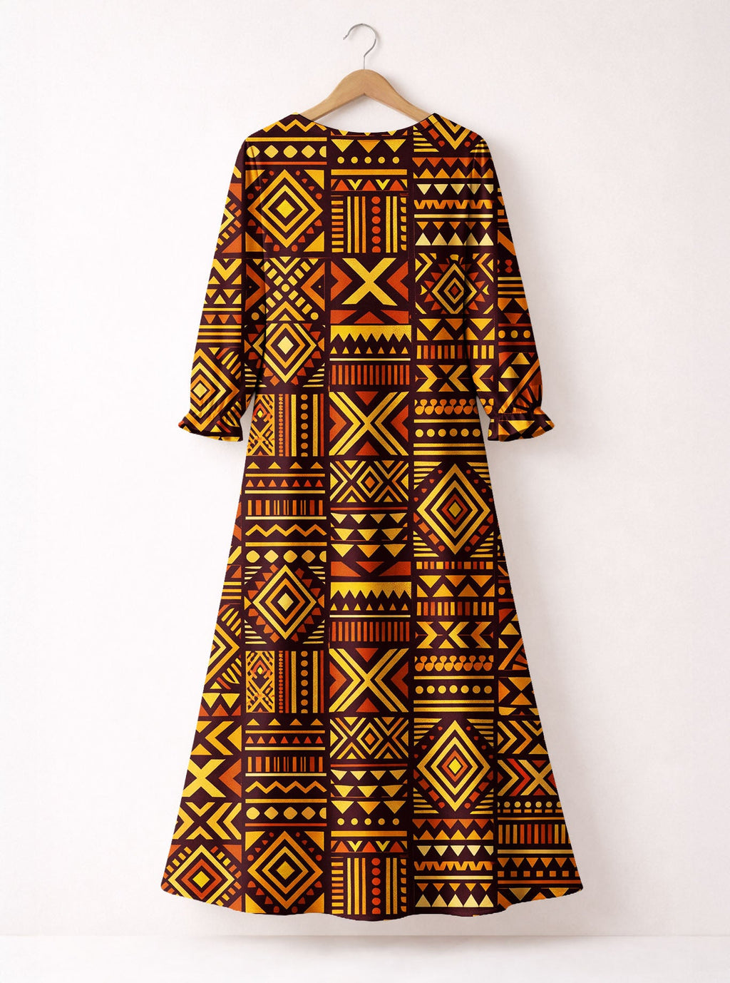 Mudcloth Long Sleeve Maxi Dress