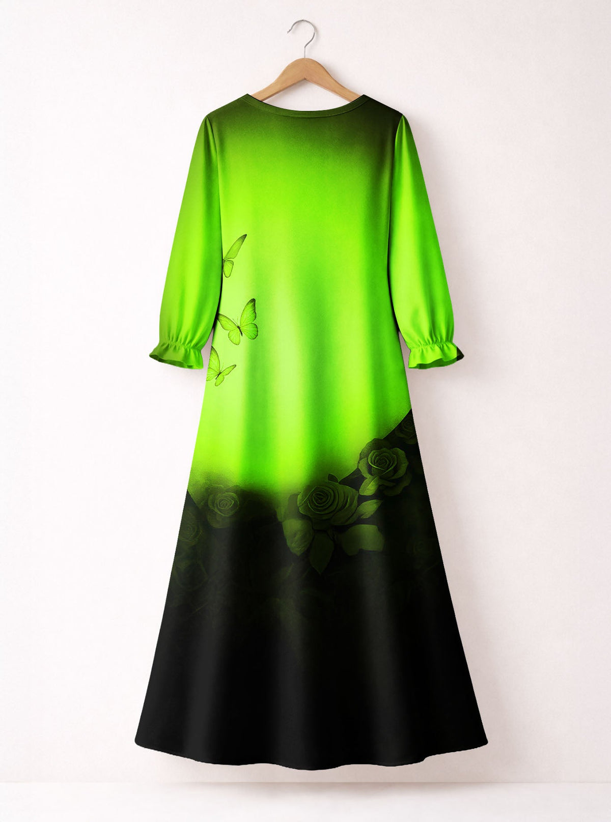 'Selah' Green Long Sleeve Maxi Dress