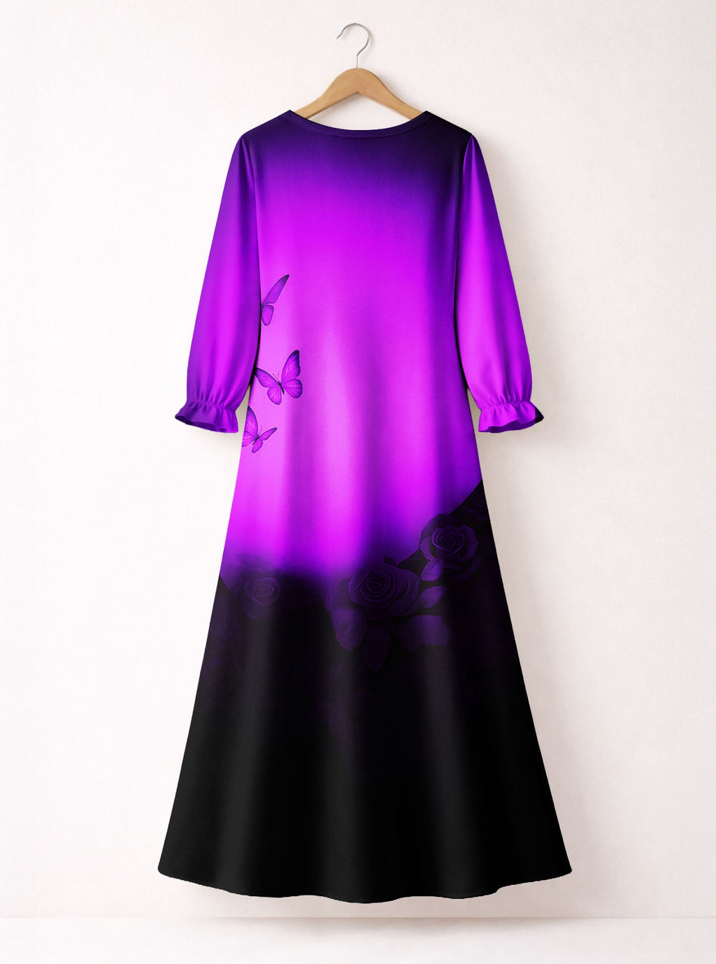 'Selah' Purple Long Sleeve Maxi Dress