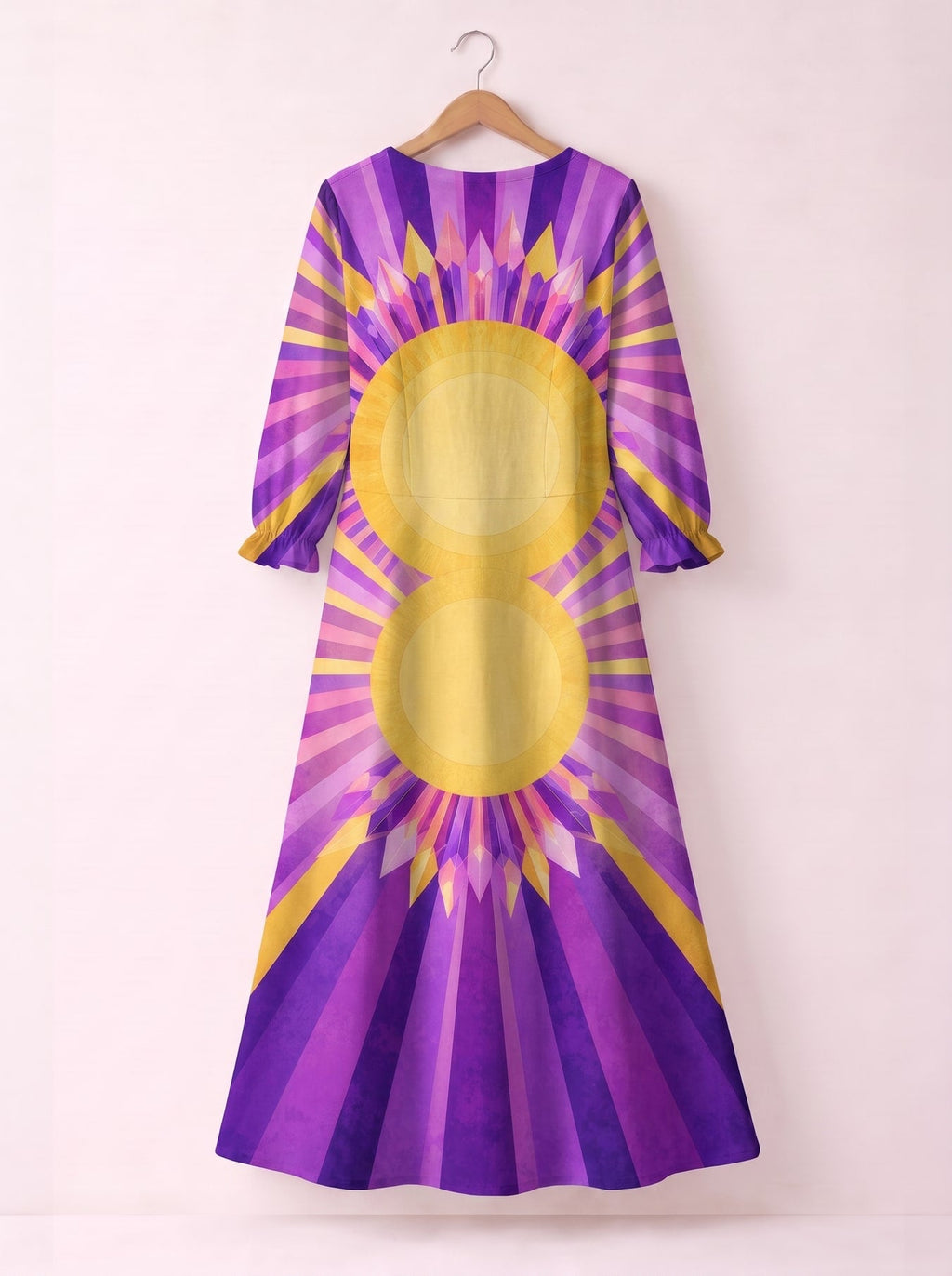 'August Queen Purple Bloom' Long Sleeve Maxi Dress