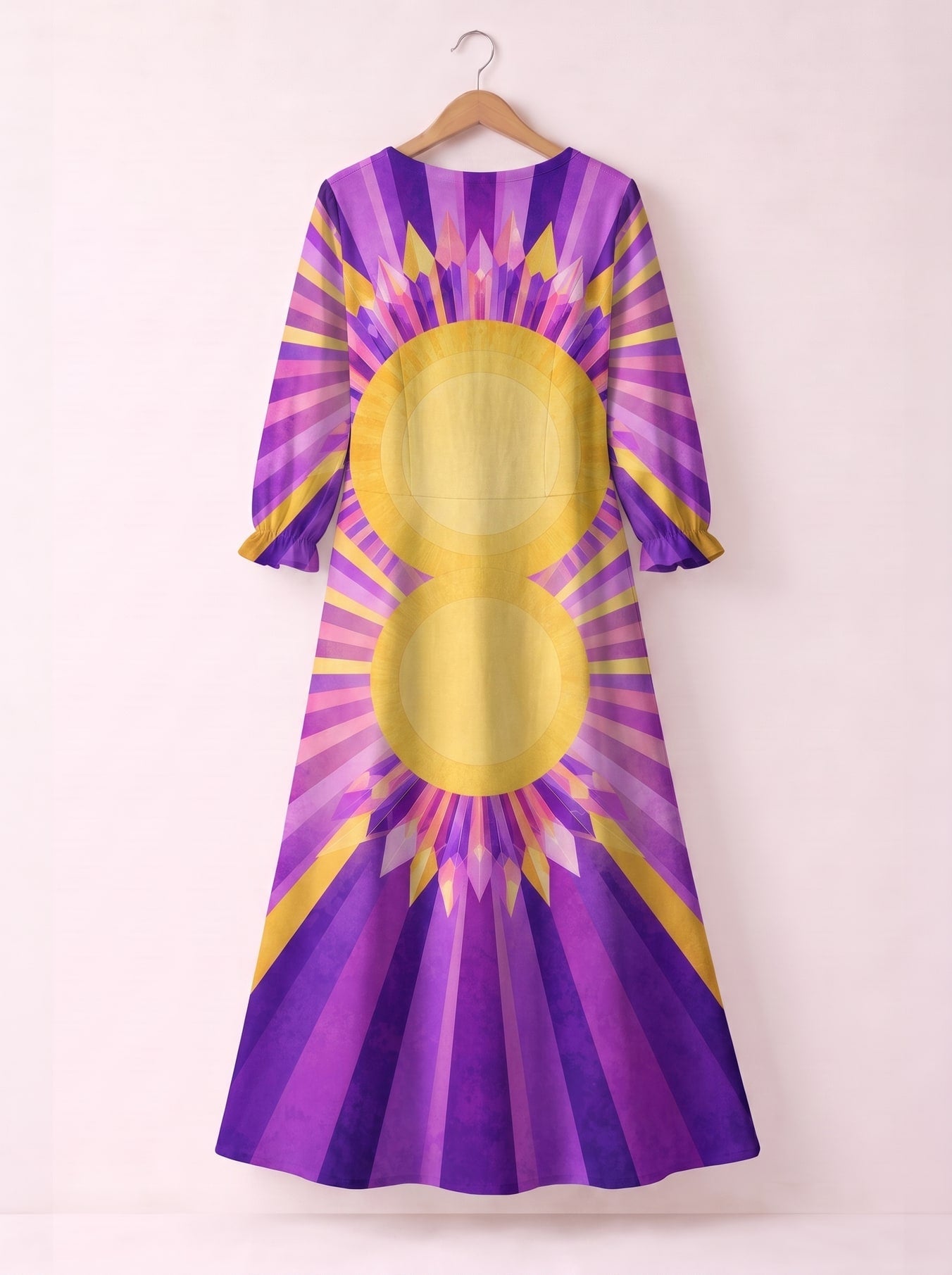 'August Queen Purple Bloom' Long Sleeve Maxi Dress