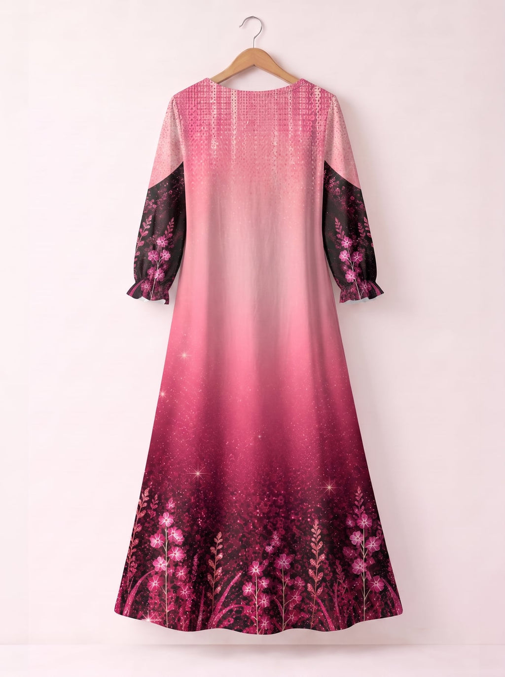 'August Queen Pink' Long Sleeve Maxi Dress