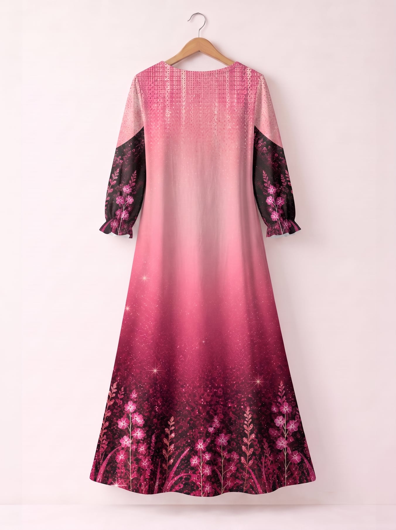 'August Queen Pink' Long Sleeve Maxi Dress