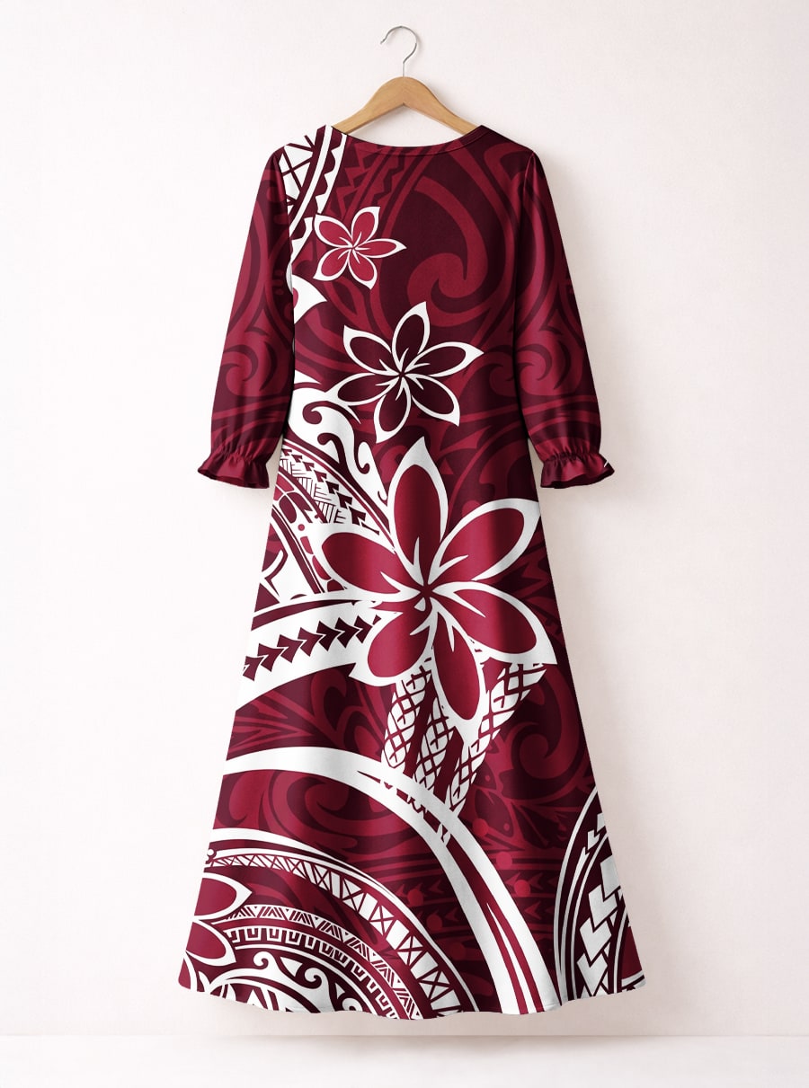 'Lehua' Long Sleeve Maxi Dress