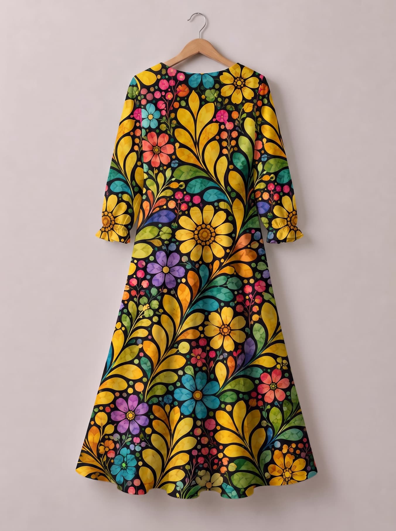 'Njano' Long Sleeve Maxi Dress