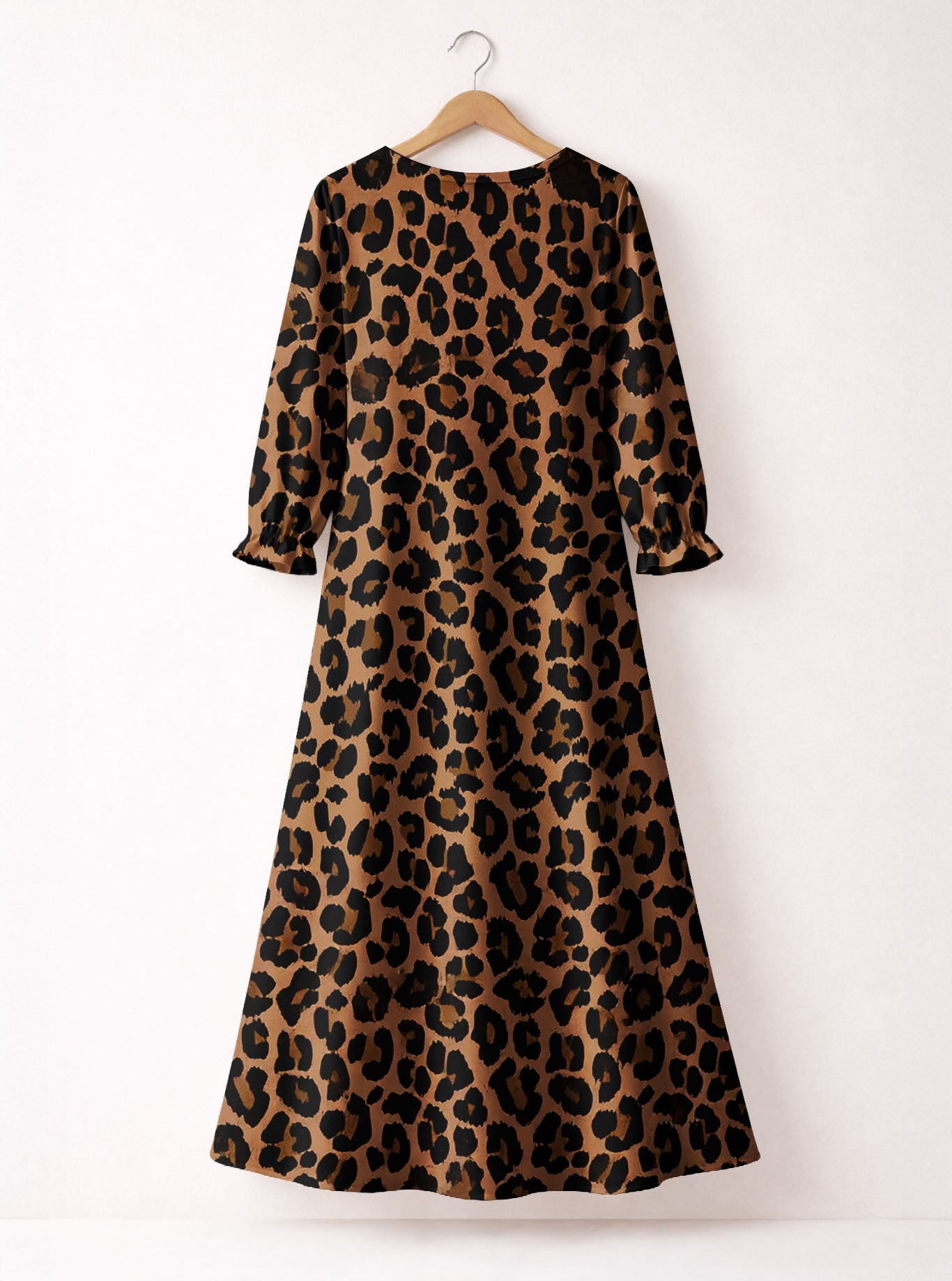 'Unstoppable' Brown Leopard Long Sleeve Maxi Dress