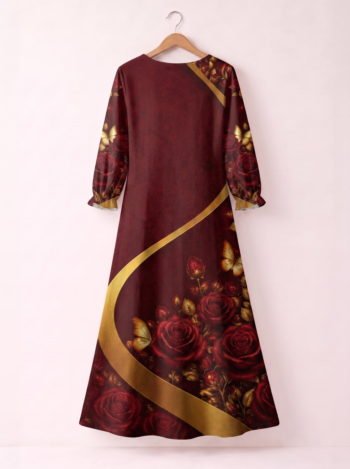 'August Girl Roses' Long Sleeve Maxi Dress