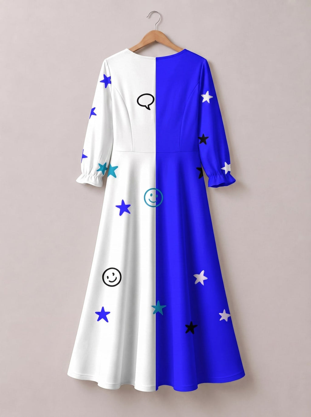 'Feeling Blacknificient Blue' Long Sleeve Maxi Dress