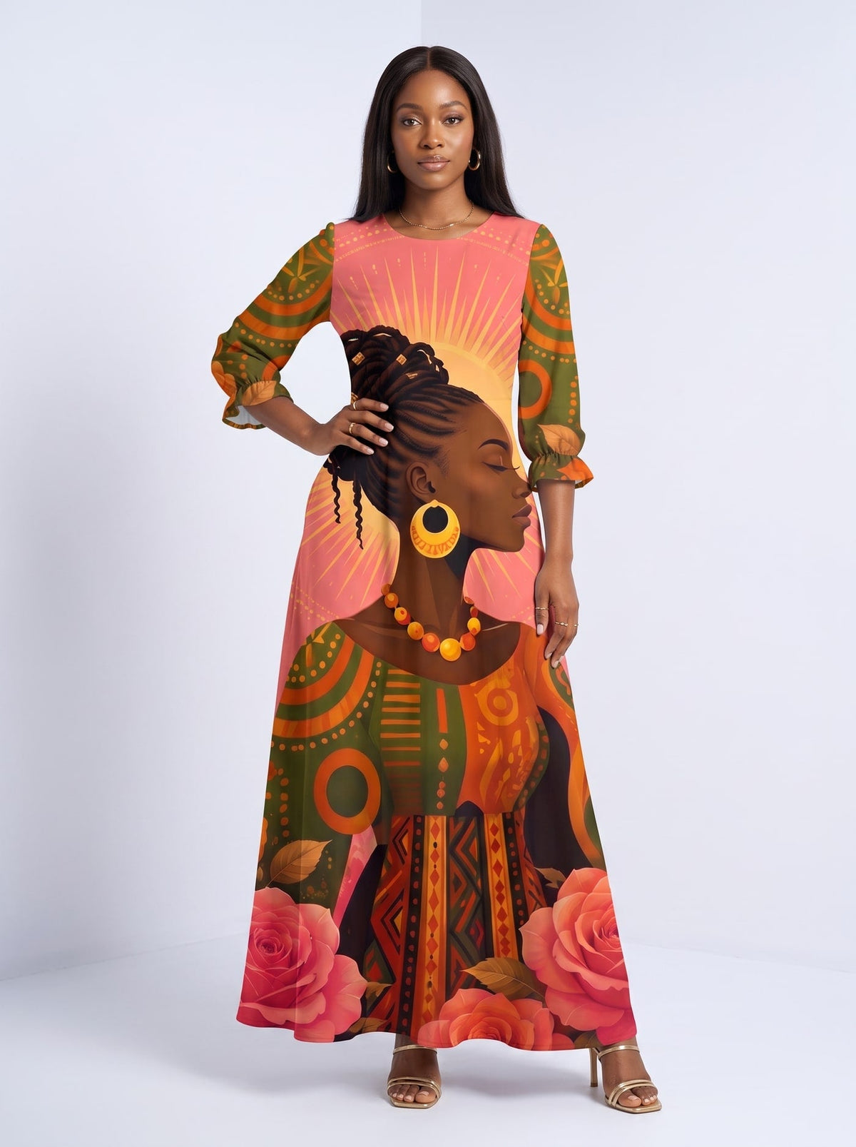 'Malaika' Long Sleeve Maxi Dress