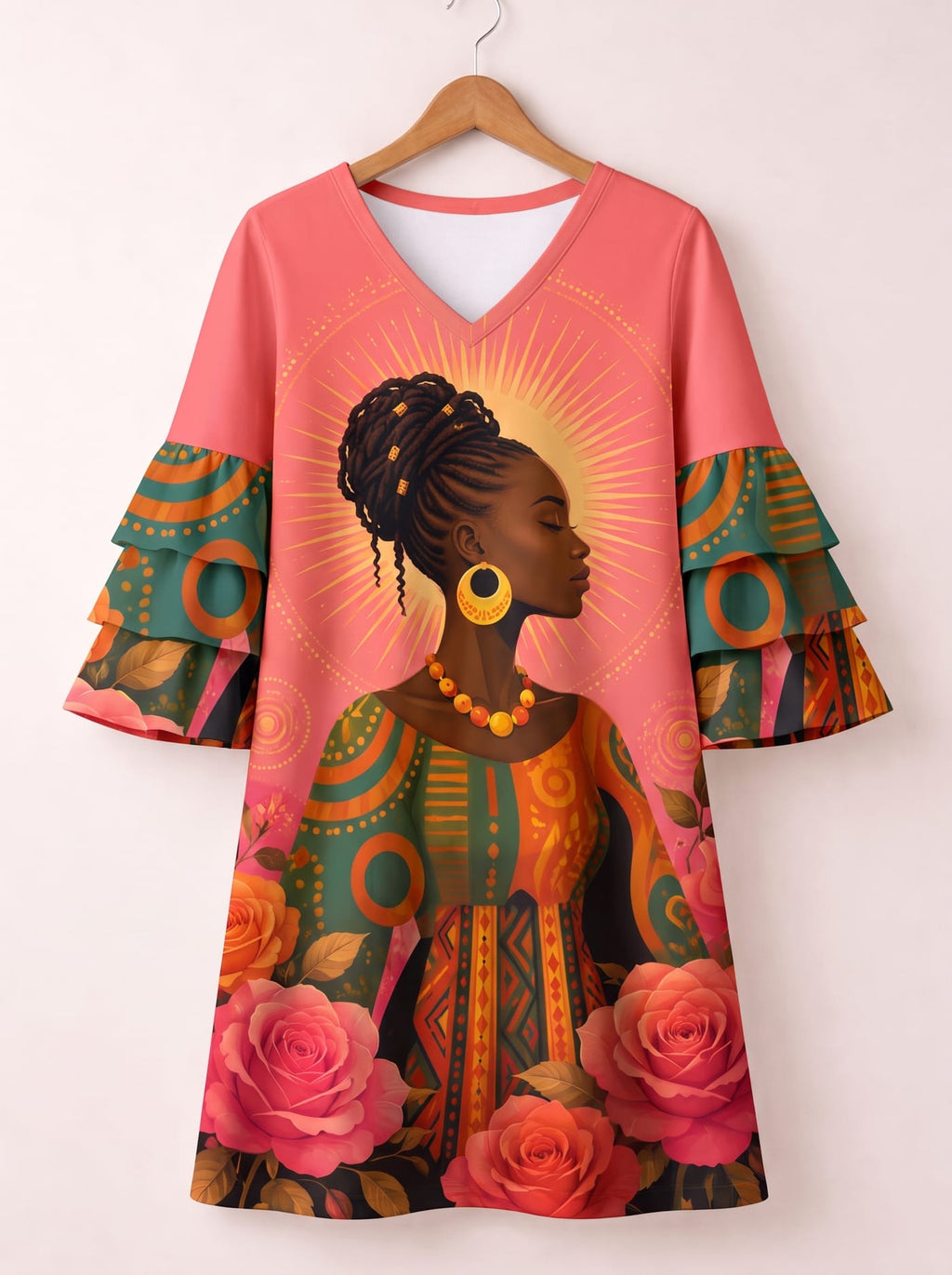 'Malaika' Stacked Ruffle Sleeve Dress