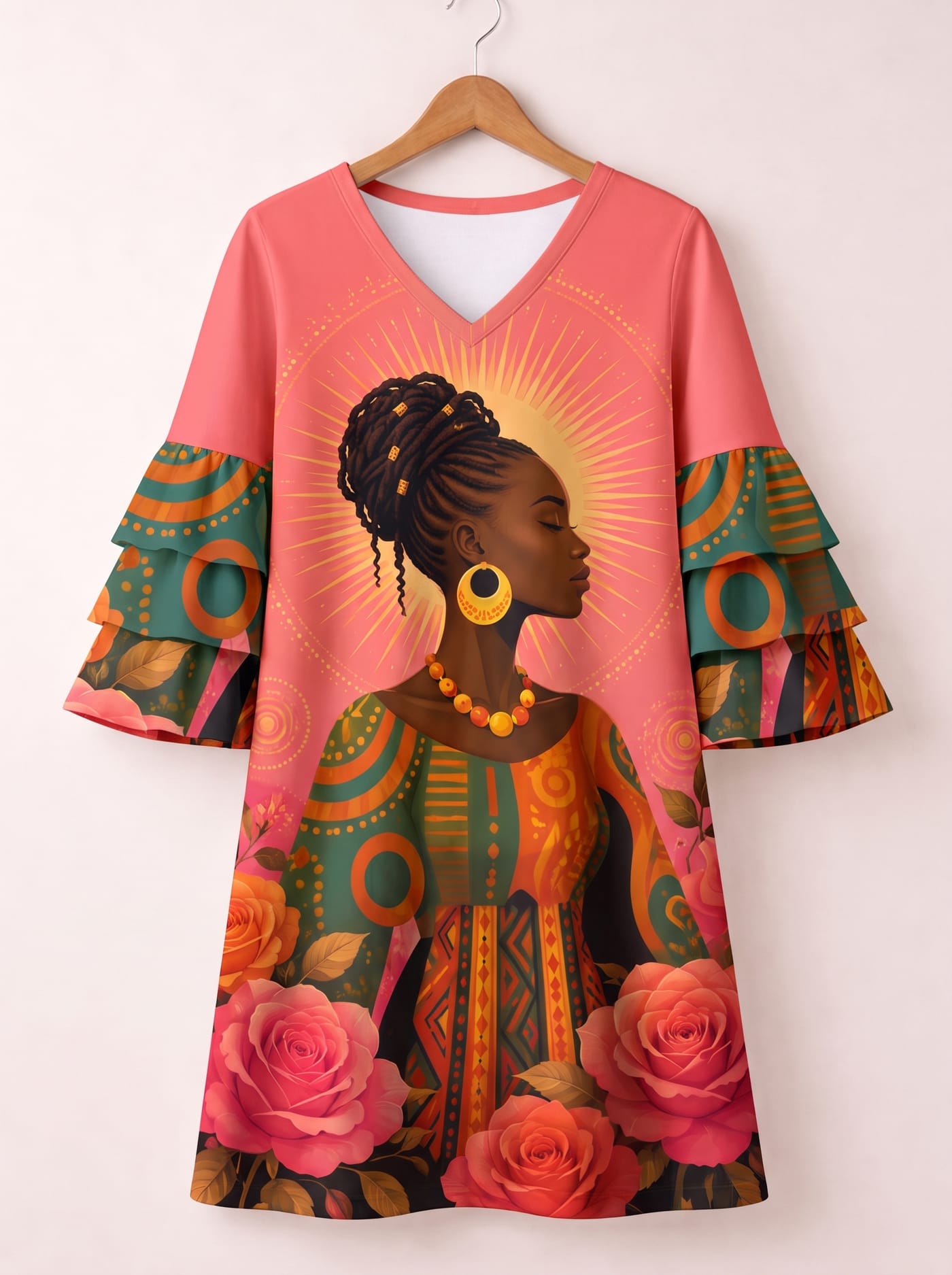 'Malaika' Stacked Ruffle Sleeve Dress