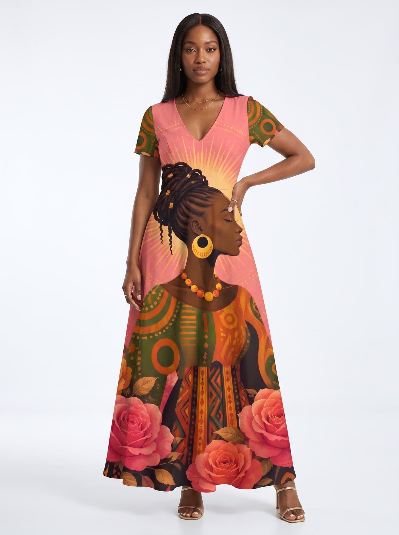 'Malaika' Short Sleeve Maxi Dress