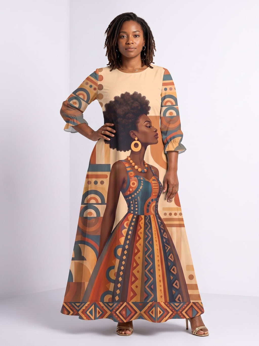 'Uzuri' Long Sleeve Maxi Dress