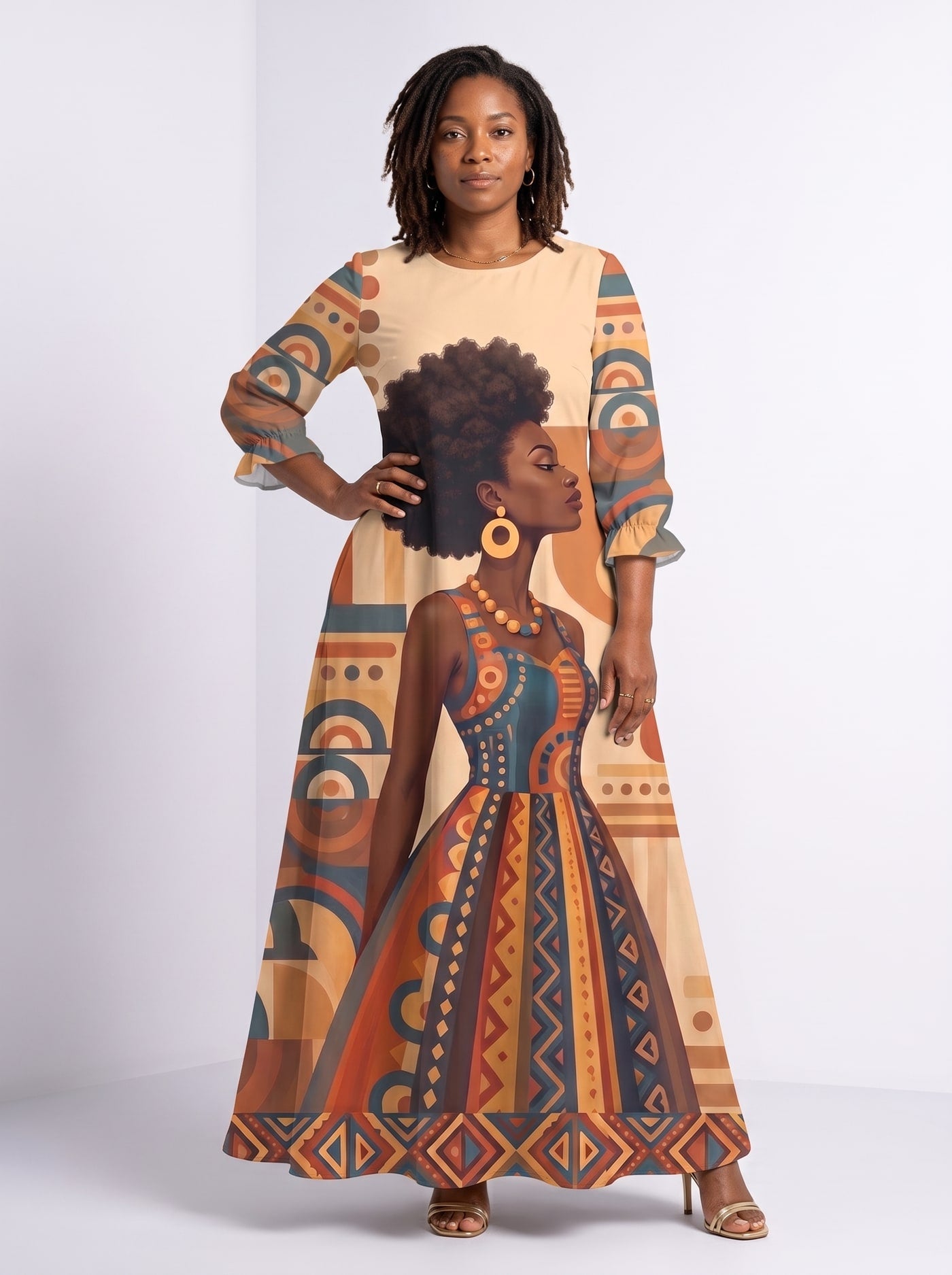 'Uzuri' Long Sleeve Maxi Dress