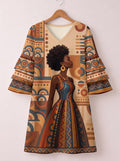 'Uzuri' Stacked Ruffle Sleeve Dress