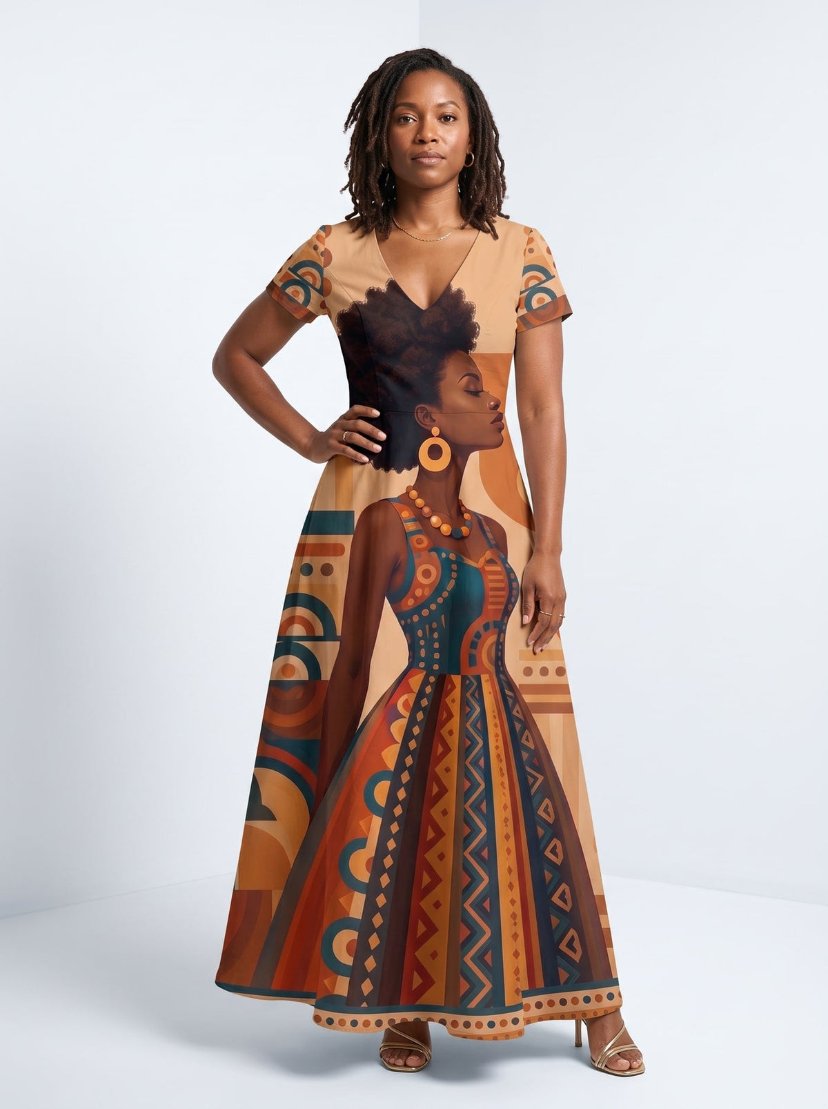 'Uzuri' Short Sleeve Maxi Dress