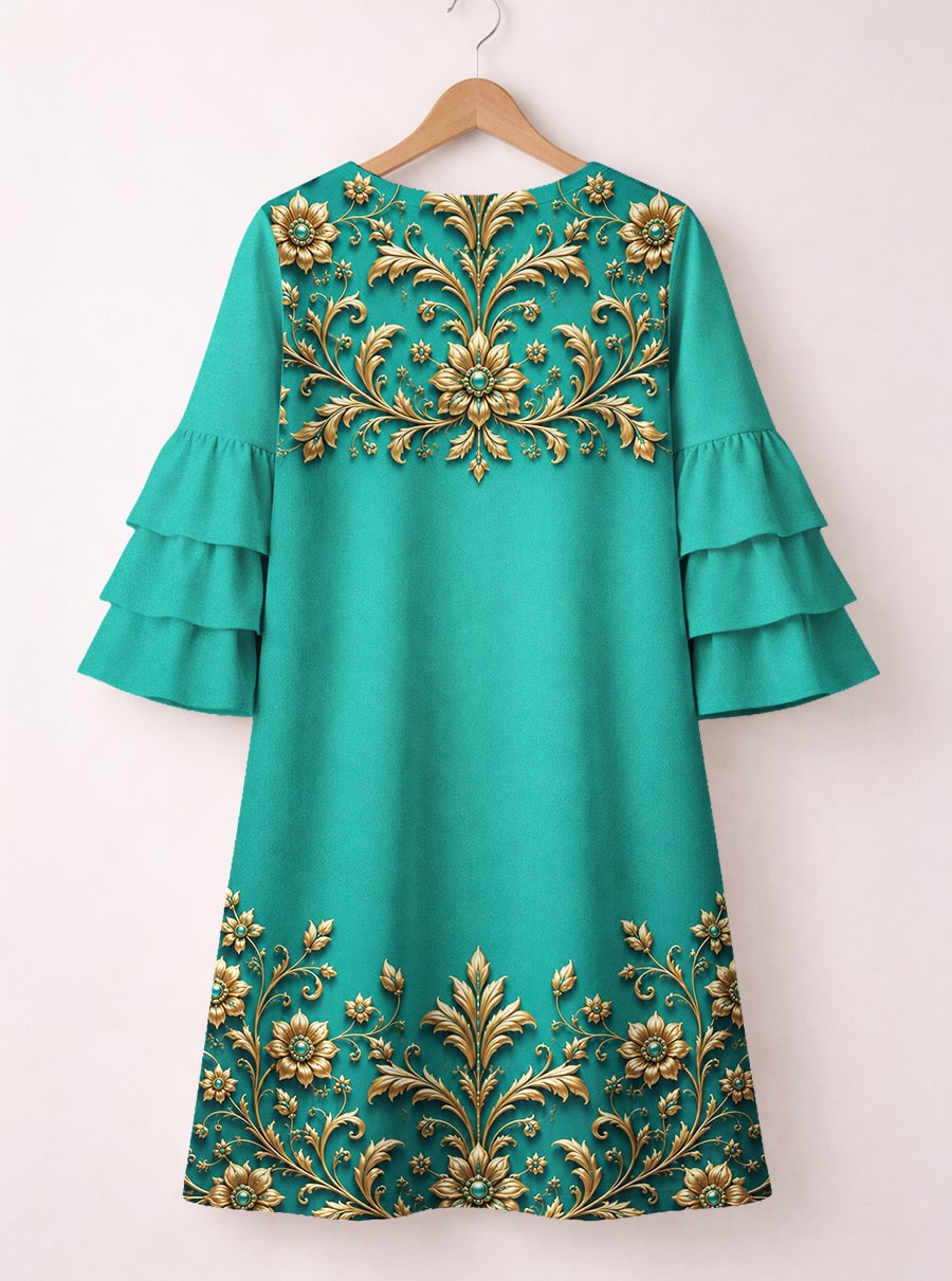 'Heshima' Stacked Ruffle Sleeve Dress