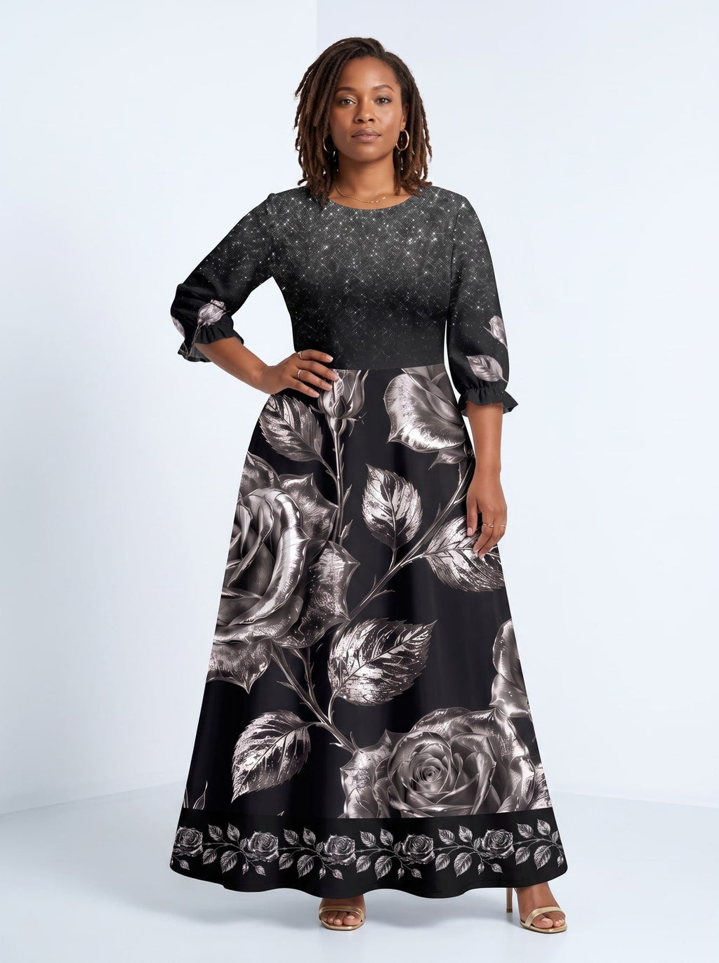 'Usiku' Long Sleeve Maxi Dress