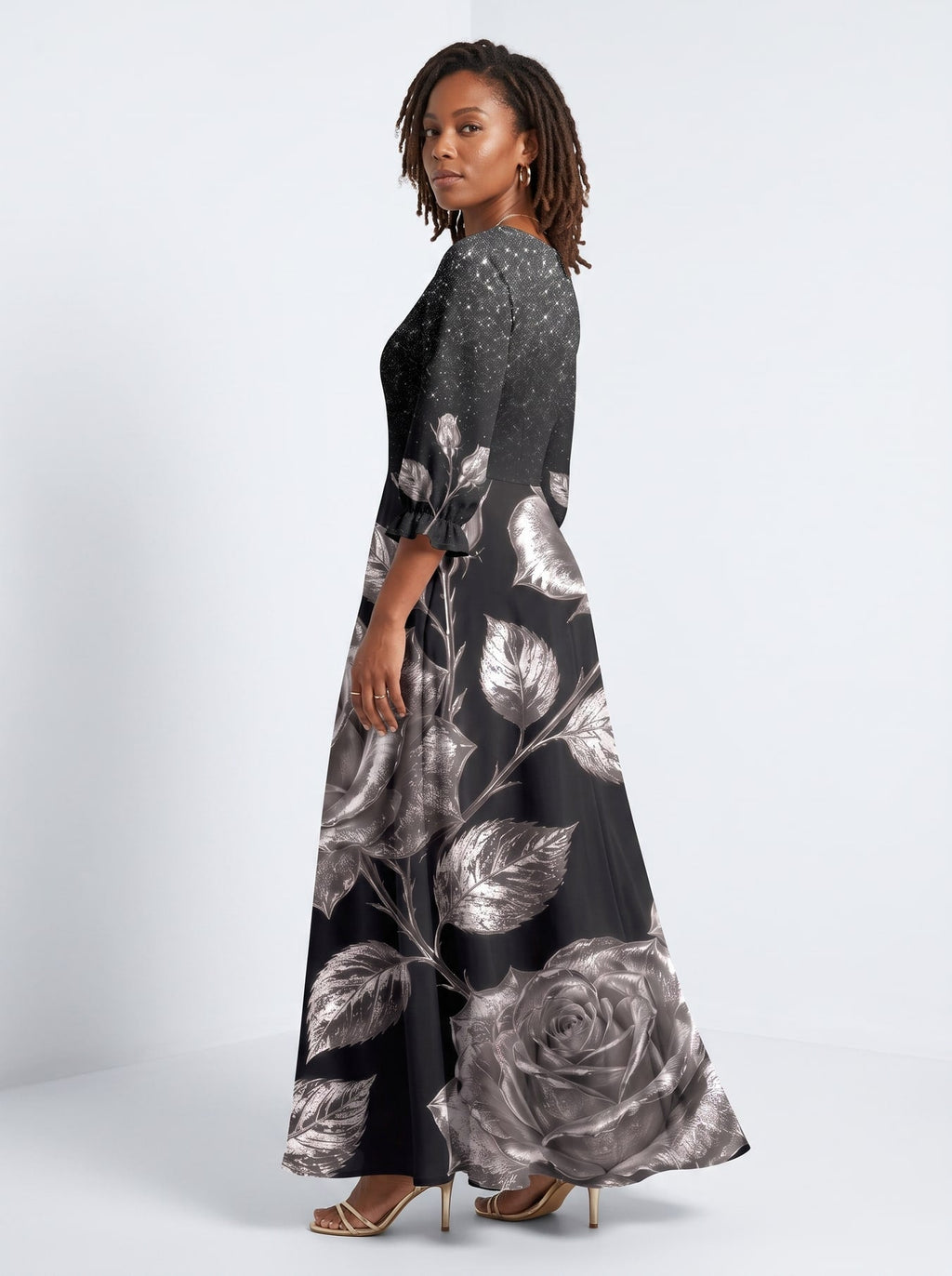 'Usiku' Long Sleeve Maxi Dress