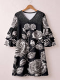 'Usiku' Stacked Ruffle Sleeve Dress