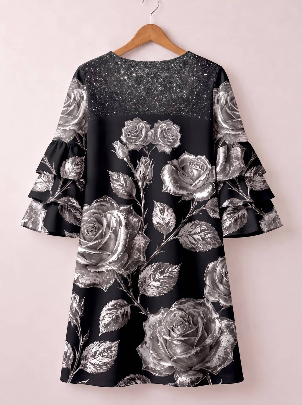 'Usiku' Stacked Ruffle Sleeve Dress