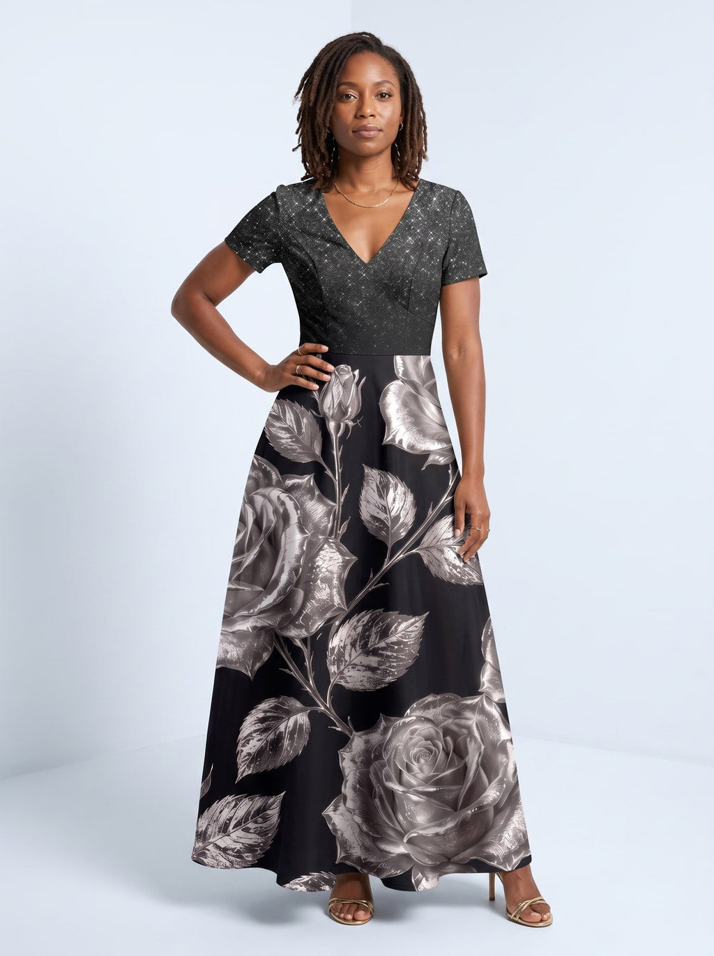 'Usiku' Short Sleeve Maxi Dress