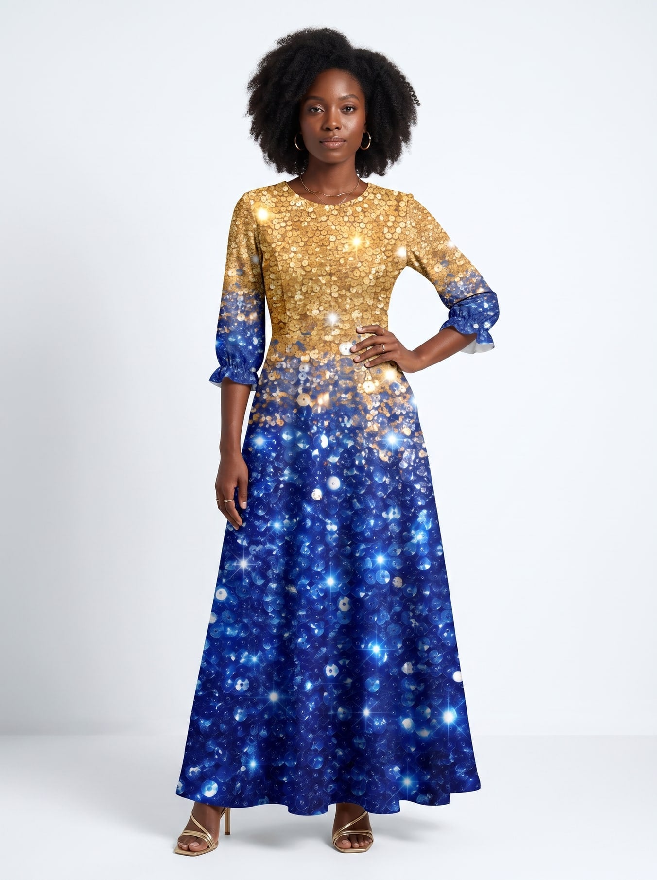 'Angaza' Long Sleeve Maxi Dress