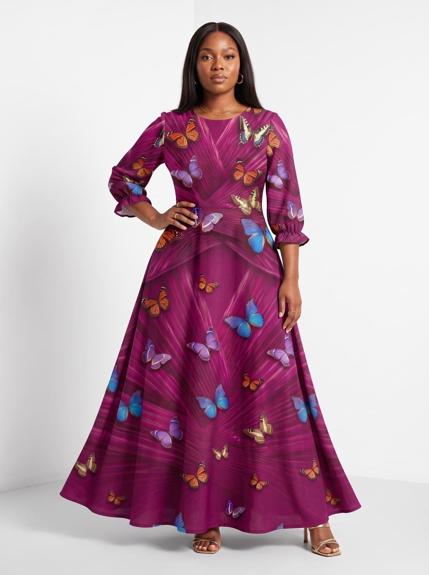 'Kipepeo' Long Sleeve Maxi Dress