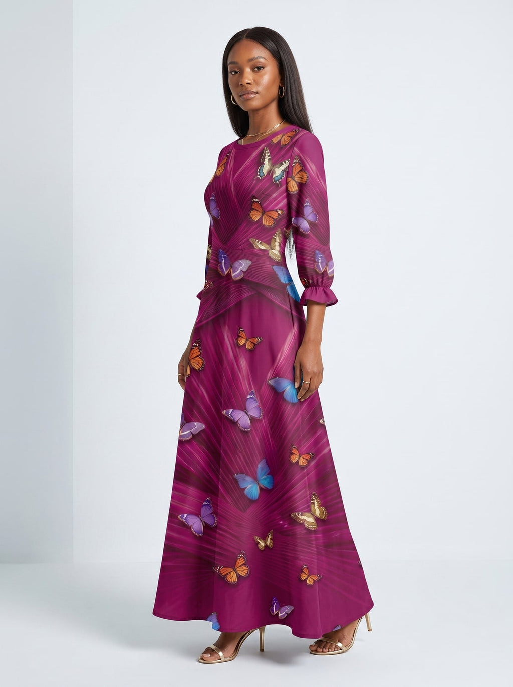 'Kipepeo' Long Sleeve Maxi Dress