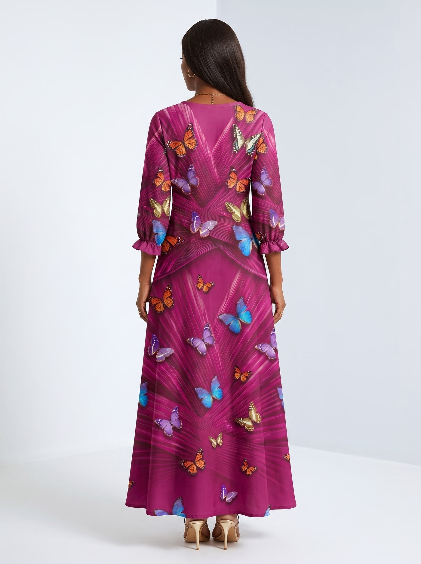 'Kipepeo' Long Sleeve Maxi Dress