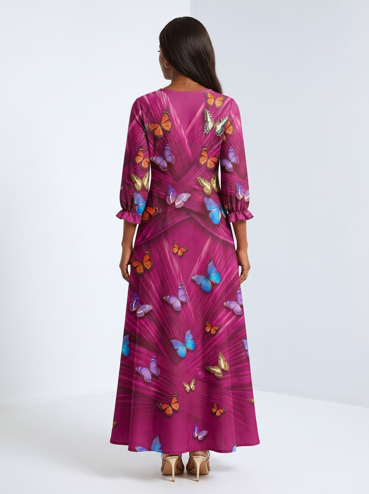 'Kipepeo' Long Sleeve Maxi Dress