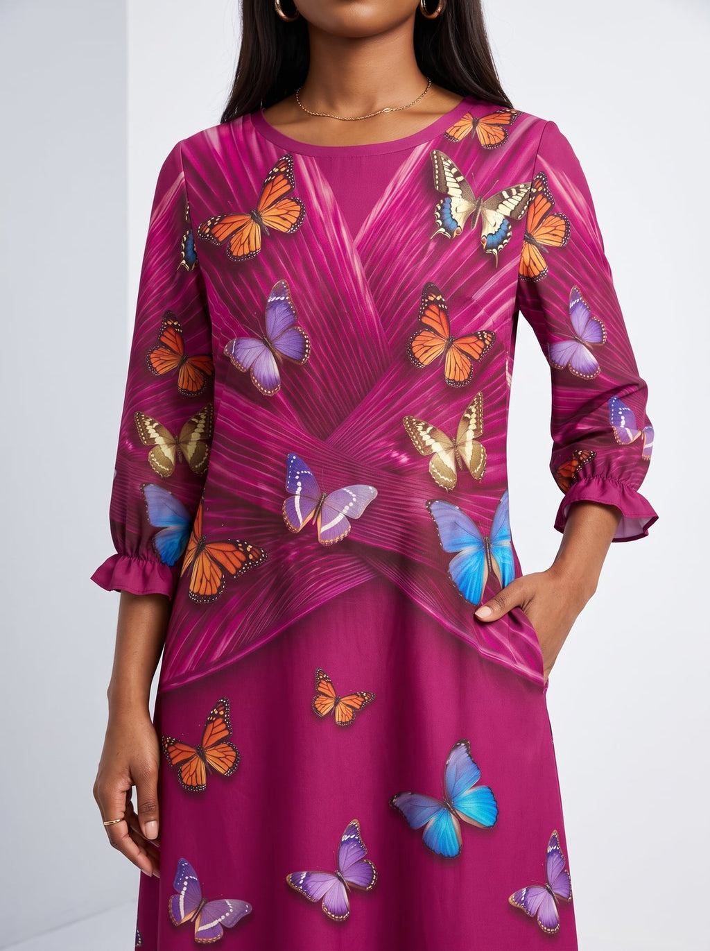 'Kipepeo' Long Sleeve Maxi Dress