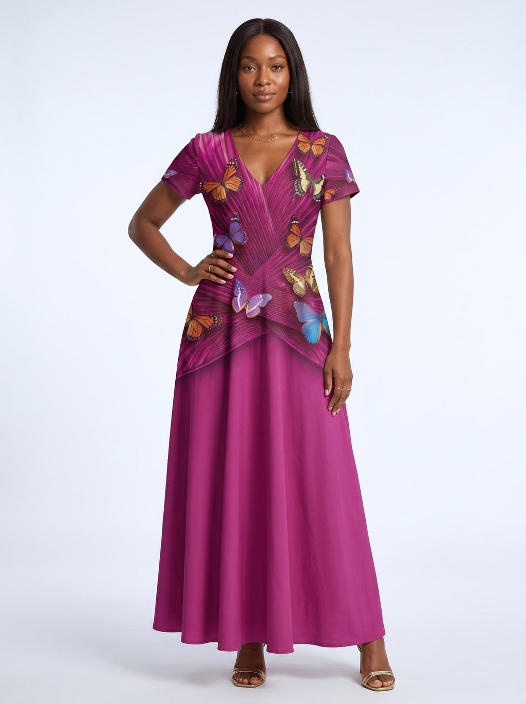 'Kipepeo' Short Sleeve Maxi Dress