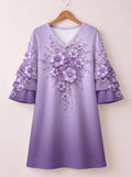 'Zambarau' Stacked Ruffle Sleeve Dress