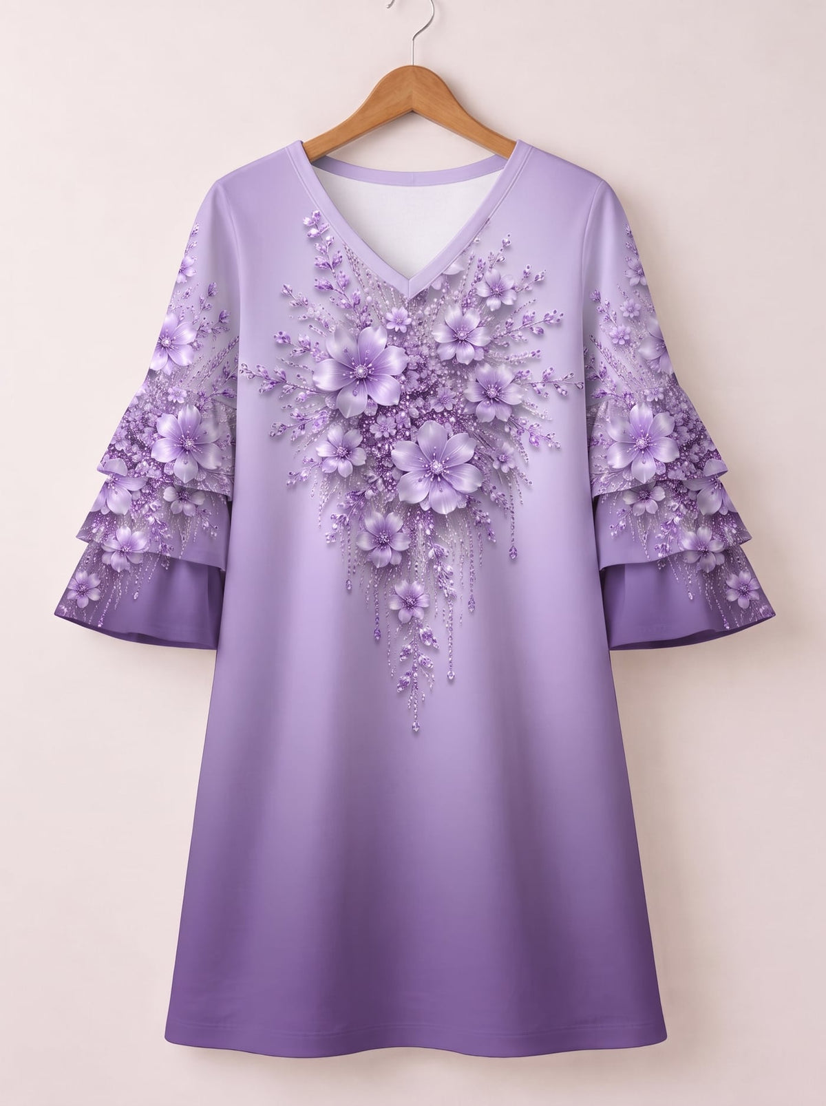 'Zambarau' Stacked Ruffle Sleeve Dress