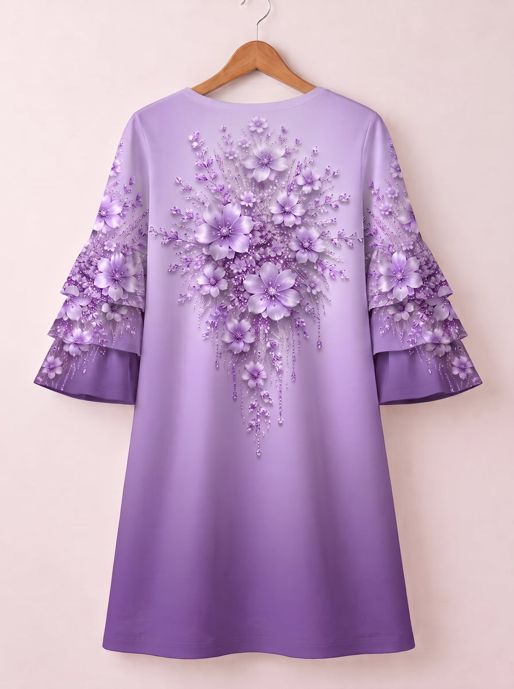 'Zambarau' Stacked Ruffle Sleeve Dress