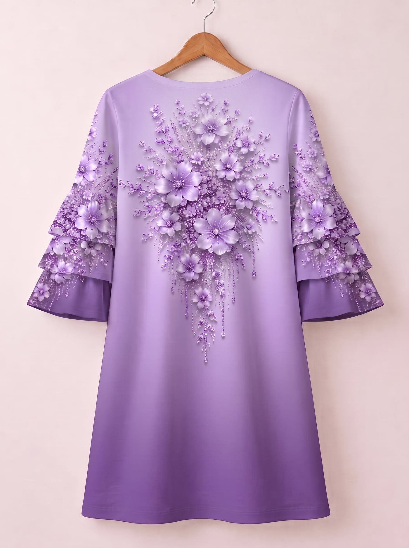 'Zambarau' Stacked Ruffle Sleeve Dress